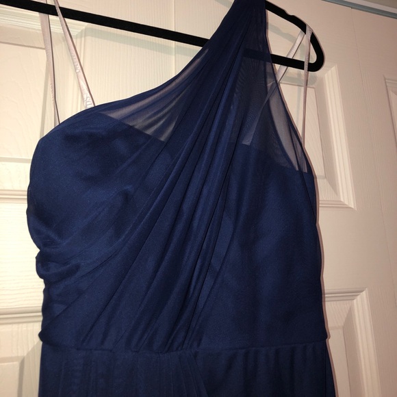 Long Mesh Dress with One Shoulder Neckline - Picture 3 of 8